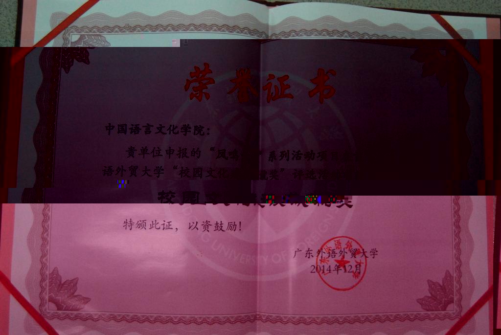 獲獎證書